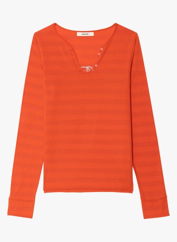 Tee-shirt droit col tunisien en coton ZADIG&VOLTAIRE Orange